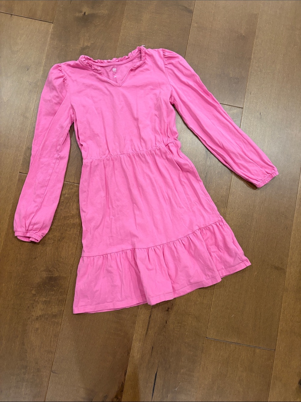 GAP Girls' Bright Pink Long-Sleeve Ruffle Dress